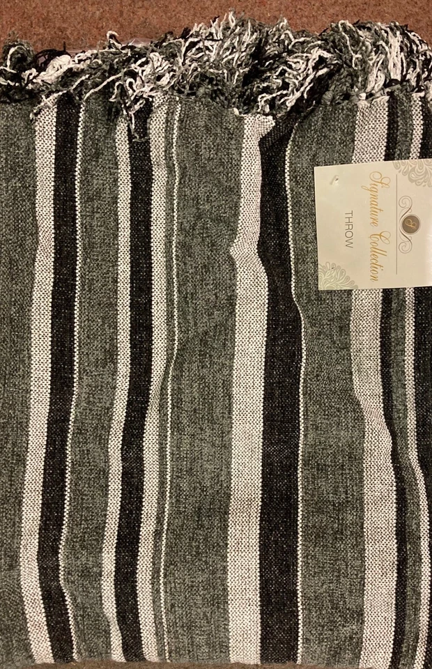 NQP шениль серые полоски плед 150 см x 200 см прибл. не совсем идеальный - Изображение 1 из 1