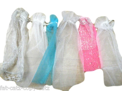 FAT-CATZ-COPY-CATZ 3x MODE PUPPENGRÖSSE KLEIDUNG HOCHZEITSKLEID SCHLEIER GEMISCHTE FARBEN KOSTENLOS UK P&P