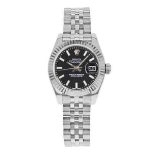 Rolex Lady Datejust 26mm 18K White Gold Steel Black Dial Ladies Watch 179174 - Picture 1 of 6
