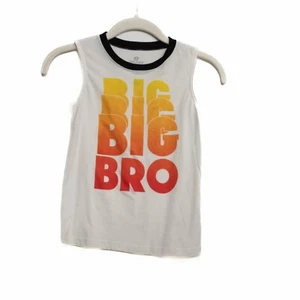 Okie Dokie Boys White Polycotton Tank Top Graphic Big Bro Pullover Sleeveless 6 - Picture 1 of 8
