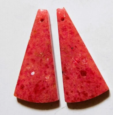 52.00 Cts Natural Rhodonite Drilled Cabochon Match Pair Gemstone 34.3X16.5MM - Image 1 of 3