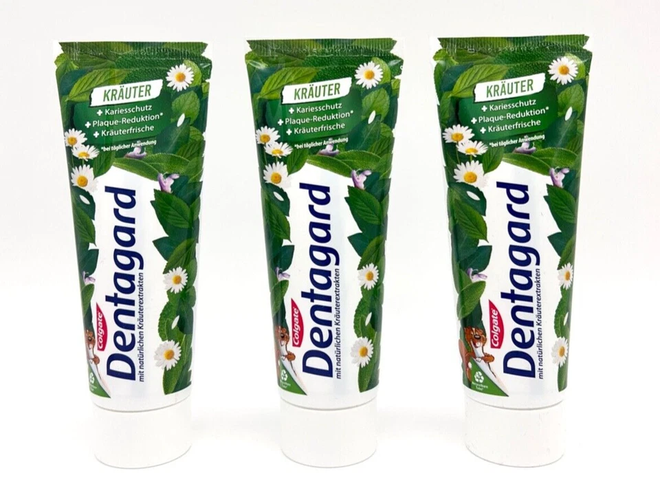 ✅ Zahncreme Tube Colgate Dentagard Zahnpasta Kräuter 3x 75ml ✅