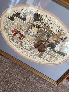 PETER RABBIT Counted Cross Stitch Completed Framed Picture Nursery Wall Art 17” - Picture 1 of 12