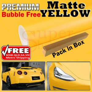 Matt Satin Yellow Car Vinyl Wrap Film Matte Satin Yellow Decal Vinyl Stickers - Picture 1 of 4