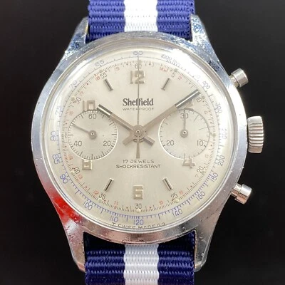Reloj cronógrafo vintage Sheffield 210 Venus resistente a los golpes 17 joyas suizo Foto 1 de 4