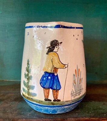 Antique French HB Quimper Creamer Pitcher Petit Breton - Image 1 of 4