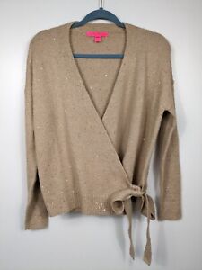 Lilly Pulitzer Dixie Wrap Sweater Gold Sequins Metallic Sparkle Size Small