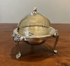VTG 1883 FB Rogers Silver Co. Domed Roll Top Сaviar/Butter Dish. Lion Head Legs