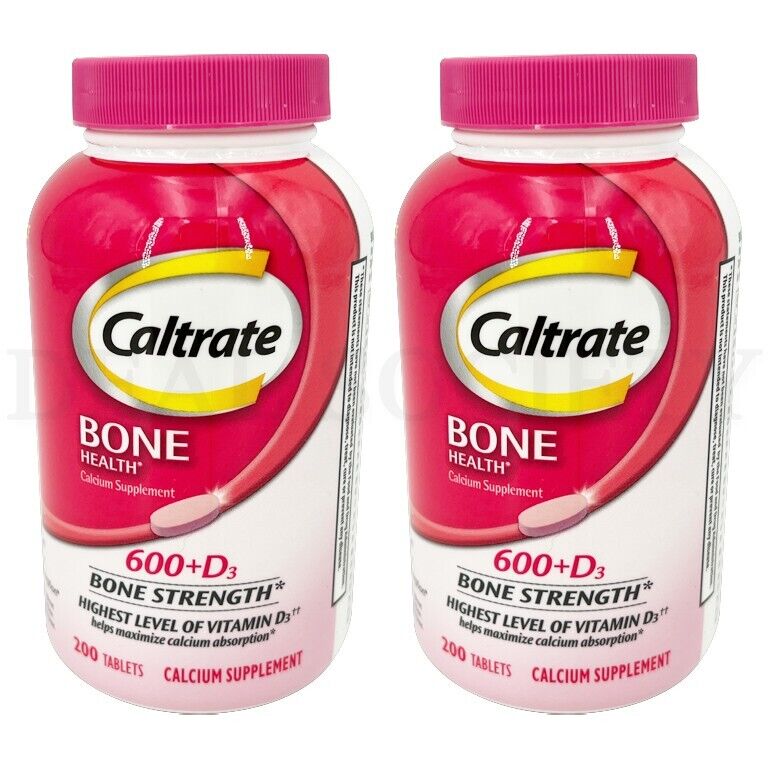 Caltrate Bone Health 600 & D3 Bone Strength Calcium 200 Tablets Each Lot of 2