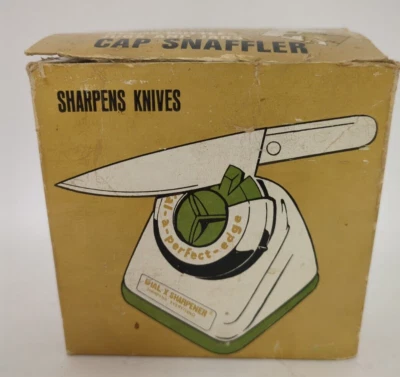 Винтажный циферблат X точило ножи ножницы лезвия зеленый и белый, как видно по телевизору - Изображение 1 из 4