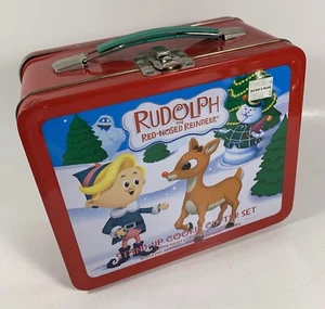 Rudolph Reindeer Tin Christmas Stand Up Tin Lunch Box Only 2006 - Picture 1 of 11