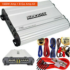 Audiobank 2 Channels 1500W Bridgedable Car Audio Stereo Amplifier + 8 GA Amp Kit