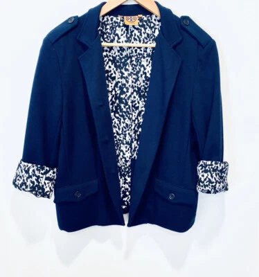 TORY BURCH | Blazer tejido elástico azul marino talla L grande carrera informal mujer chaqueta Foto 1 de 4