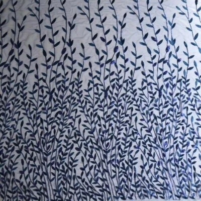 Embroidery Sequin Mesh Fabric Lace Floral Tulle Wedding Prom Dress Shiny - Image 1 of 4