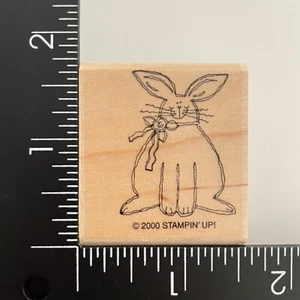 Stampin Up Easter Bunny Rabbit With Bow 2000 Wood Mounted Rubber Stamp - Bild 1 von 3