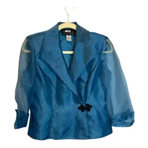 Alex Evenings Jacket Women's Size Small Petite Sheer Mother of the Bride Blue - Picture 1 of 3