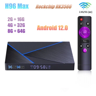 H96 Max V56 Android 12.0 TV Box RK3566 4G/8G 64G Dual Wifi 4K H.265 Media player - Image 1 of 4
