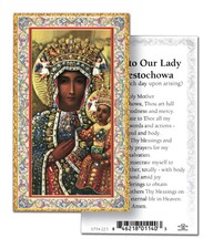  Our Lady of Czestochowa Gold Embossed Paper Prayer Card 2" x 4" 100 Per Pack