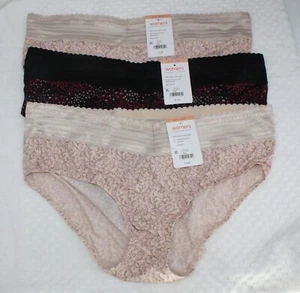 Nuevo conjunto/3 bragas WARNER'S sin muffin top HIPSTER NEGRO estampado BEIGE PINK VINES 10 - Imagen 1 de 4
