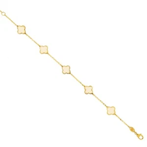 Armband aus 18 kt Gelbgold mit Perlmutt Kleeblatt - Bild 1 von 1