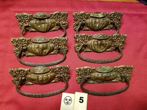 Vintage antike verzierte Messing & Stahl Klappbügel Schublade Ziehgriff Hardware-BJ5H - Bild 1 von 8