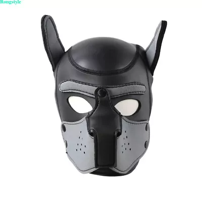 Neoprene Puppy Hood Role Play Dog Mask Puppy Cosplay Full Head for Couples Sexto - Image 1 of 4