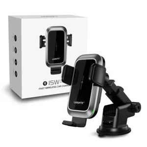 Lasfit Charger Car Mount Phone Holder Fast Charging 15W Qi Wireless for iphone - Picture 1 of 12