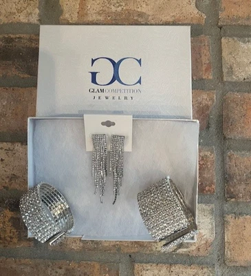 Women's NPC Bikini Contest Rhinestone Bracelet Earring Set or Prom Jewelry  - Image 1 of 4