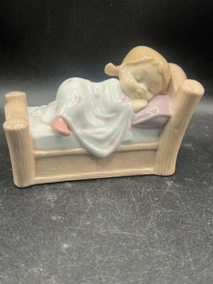 Nao by Lladro Cozy Dreams #1503 Little Girl Asleep in Bed Porcelain Figurine - Image 1 of 4