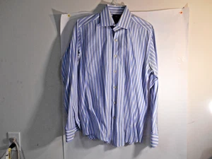 Hawes and Curtis Mens Long Sleeve Shirt white and blue Stripe L 43-45 - Picture 1 of 8