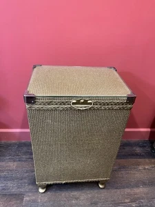 Vintage Lloyd Loom Gold Coloured Bedside Storage Table FREE UK DELIVERY - Picture 1 of 8
