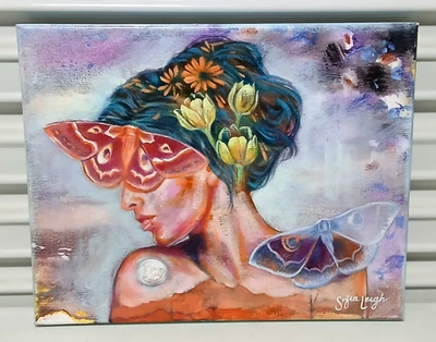 Pintura original assinada por Sophia Leigh “Aceitação” retrato de mídia mista 11x14 - Imagem 1 de 4