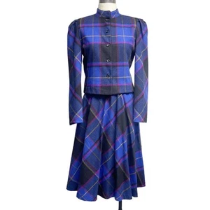 Vintage Patty Woodard Womens Plaid Tartan Skirt Suit - Picture 1 of 9