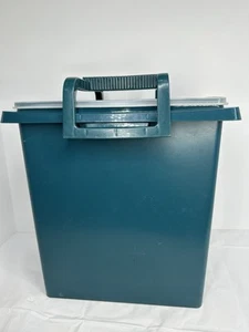 Vintage Tupperware Carry-All Container Tote Picnic 1430-5 Dark Green Handle Lid - Picture 1 of 16