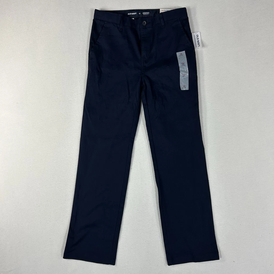 Old Navy NEW Straight Chino Crop Pants Girls Teen 12 Built in Flex Blue Work NWT - Image 1 of 4