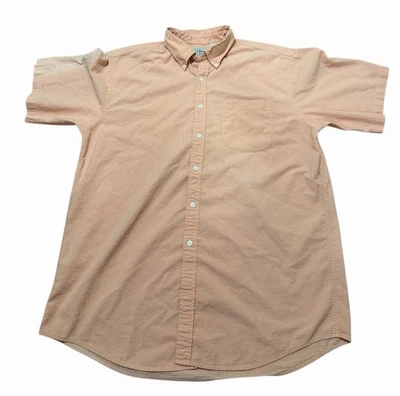  L.L. Bean Mens Large Peach Stripe Short Sleeve Cotton Shirt Button Front Casual - Image 1 of 4
