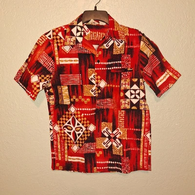 Camisa hawaiana vintage años 60 estilo Sears en tela de corteza hawaiana pequeña  Foto 1 de 4