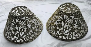 Vintage Paar verzierte filigrane Lampenschirme, Boudoir Lampe, Kandelaber - Bild 1 von 4