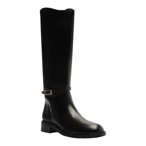 Arezzo Women's Mckenna Low Block Leather Boots Black Size 9 - Picture 1 of 5