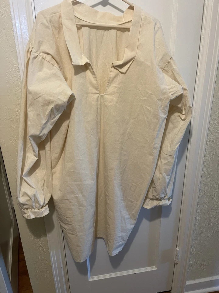 Camisa de muselina manga larga crema cosplay SCA renacimiento pirata 2XL Foto 1 de 4