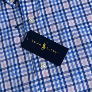 NUOVA Polo Ralph Lauren Performance Uomo 4XLT Gingham Check Camicia Traspirante Elasticizzata - Foto 1 di 8