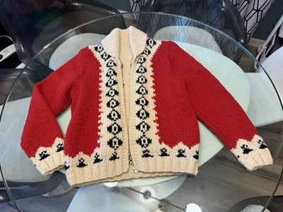 Vintage 1950s/60s Wool Cowichan Cardigan - Size S/M - Image 1 of 4