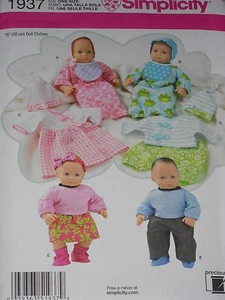 15" Baby Doll Clothes Dress Top Bonnet Bib Pants Booties S 1937 Sewing Pattern * - Picture 1 of 2