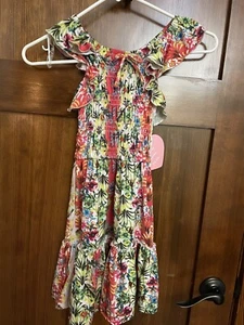1st Kiss Girls Smocked Multi Color Dress 7/8 Small Tropical/Hawaiian - Picture 1 of 7