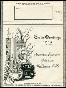 GREAT BRITAIN POLAND WORLD WAR TWO AIRGRAPH AIR LETTER EASTER 1945 - Picture 1 of 2