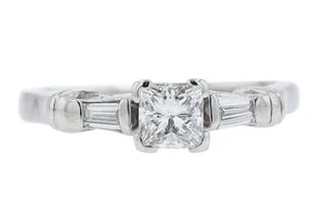 Vintage 1/2 Carat Petite Princess Cut Diamond Engagement Ring - Picture 1 of 24