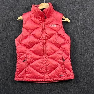 The North Face Aconcagua Womens Small Full Zip 550 Goose Down Puffer Vest Coral - Picture 1 of 16