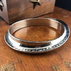 Vtg Hammered Bangle Bracelet Silver Tone Orbit 3 7/8" - Picture 1 of 4