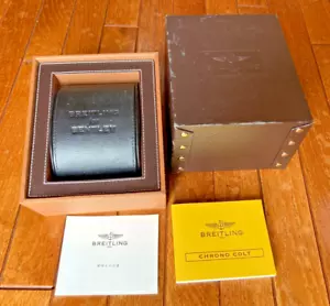 BREITLING Empty Leather watch Box with Manuals and HAND BOOK Good Condition #T32 - Picture 1 of 10