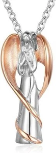 Angel Lady Stainless Steel Cremation Pendant Ashes Urn Keepsake Holder Necklace - Picture 1 of 6